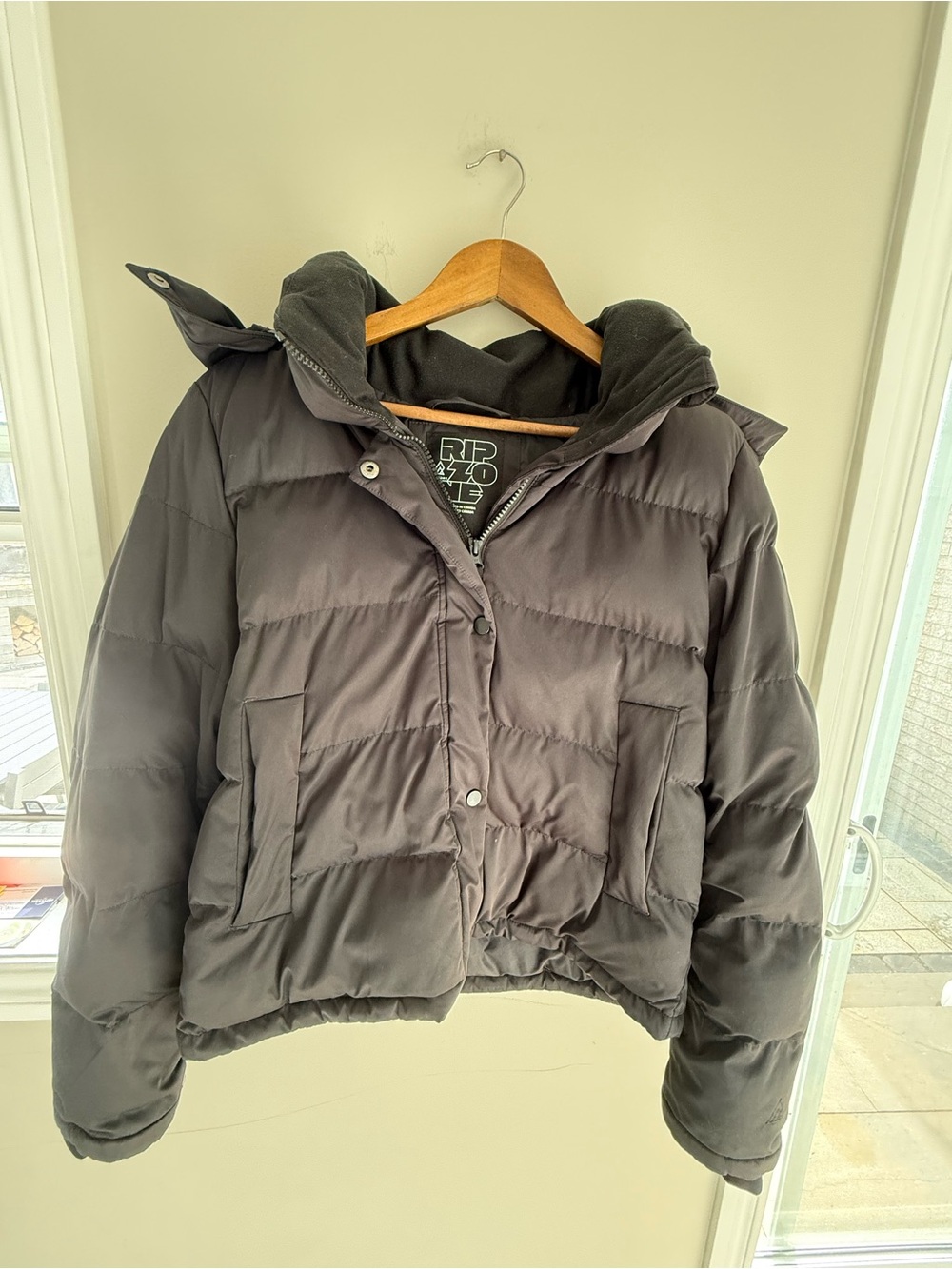 Women's Rip Zone Black Puffer Jacket with Hood